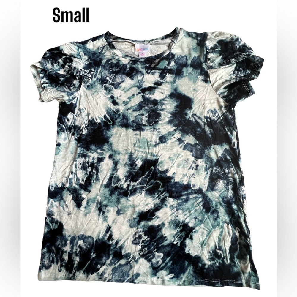 Lularoe Olive short sleeve top shirt blue tie dye size small blouse